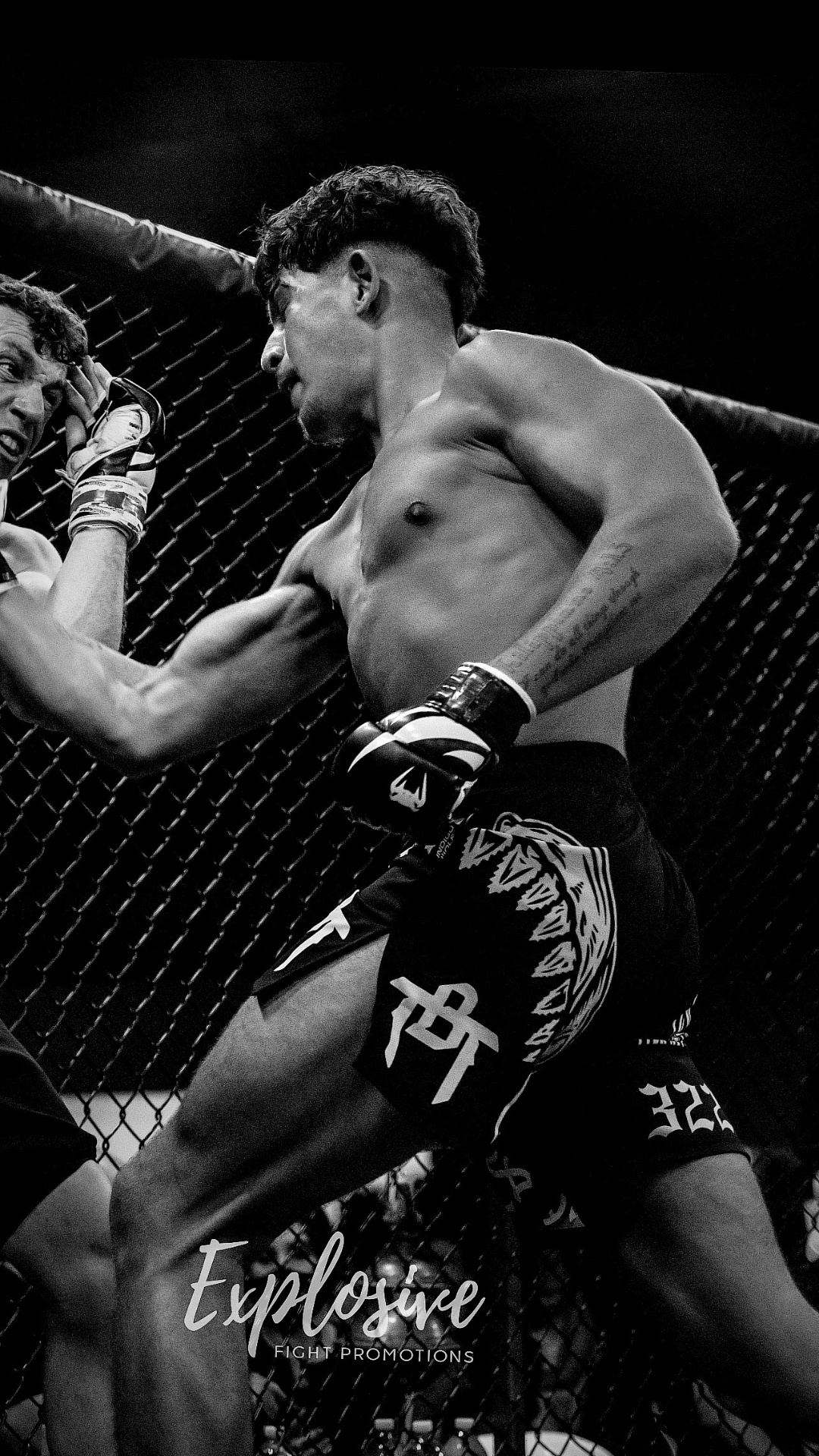 Kourosh Arvan landing a punch inside the cage
