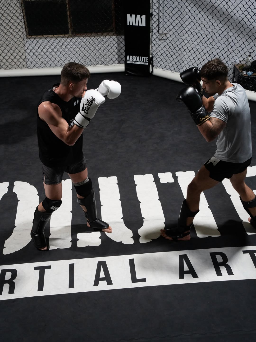 Sparring inside the cage