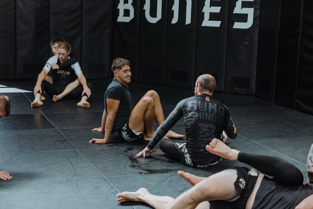 Between rounds on the mats